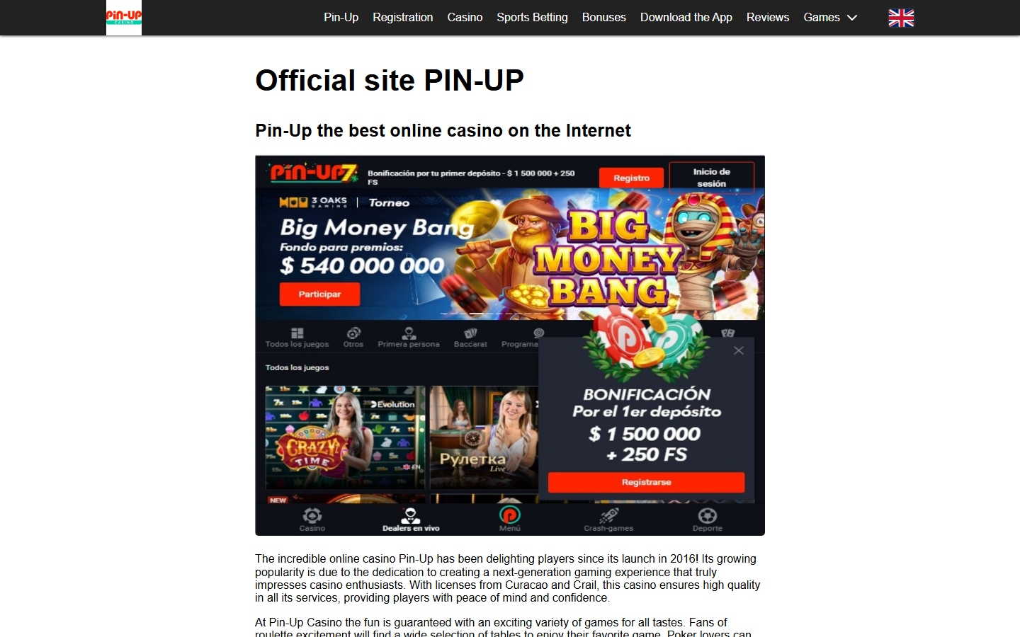 Pin-Up public page screenshot for The Dog House checks